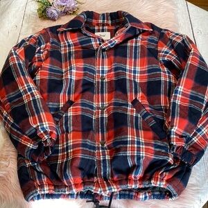 Aritzia TNA Red Plaid Oversized The Coaches Jacket sz 1